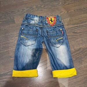 Ferrari Kids Denim‎ Shorts with Yellow Accents size 4